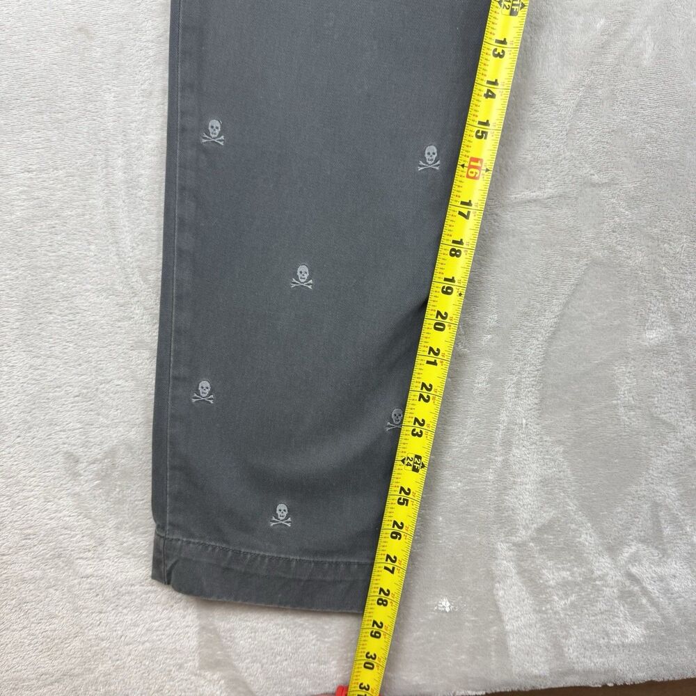 Polo Ralph Lauren Chino Pants Slim Fit Gray Skull Crossbones Embroidered 34x28 - Picture 9 of 13